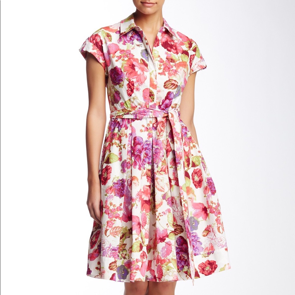 NWT Eliza J Floral Knee Length Shirt Dress